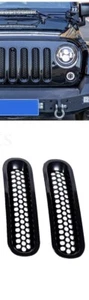 2 PCs Fit For Jeep Wrangler JK 2007-18 Front Grill Insert Mesh Grille Trim Cover - Picture 1 of 11