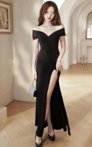 Wunderschönes sexy schulterfreies Glanz Diamanten Bodycon Fischschwanzkleid Abendkleider - Bild 1 von 11