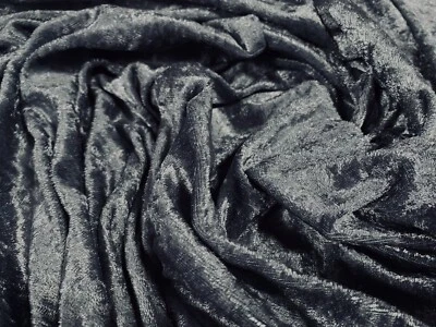 Panné Velour Velvet Crushed Dress Fabric, Per Metre - Plain - Duck Egg Grey - Image 1 of 3