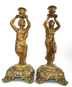 Pair Candle Holder Vienna 19 C. Al-O - Picture 1 of 24
