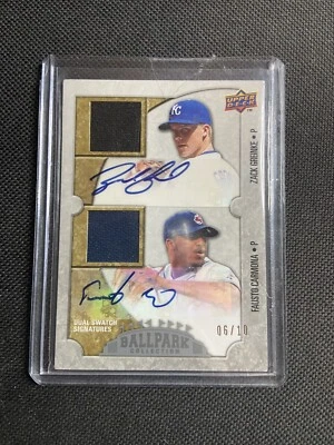 UD Ballpark Collection 2009 Zack Grienke Fausto Carmona juego doble usado automático/10 Foto 1 de 3