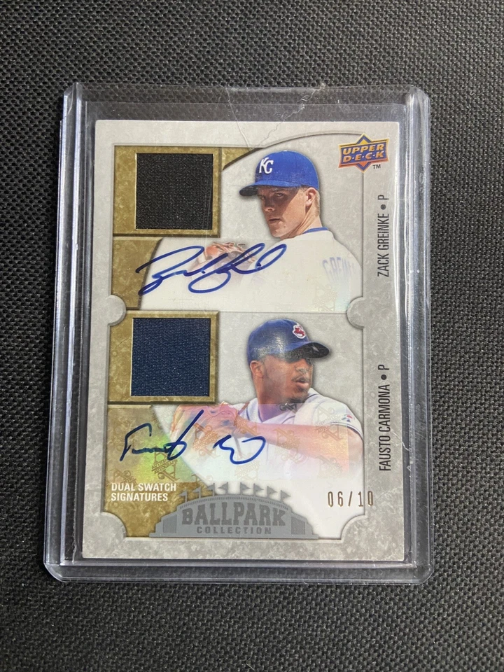UD Ballpark Collection 2009 Zack Grienke Fausto Carmona juego doble usado automático/10 Foto 1 de 3