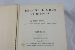 Beacon Lights Of History By John Lord 1921 WMH Wise & Co Volume III i6y40 - Picture 1 of 1