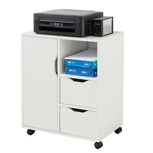 SoBuy Mesa Impresora con 2 Cajones y 1 Puerta Archivador FBT105-W - Imagen 1 de 6