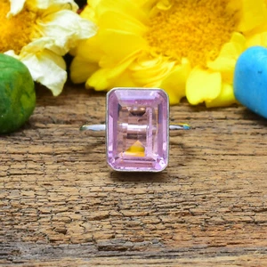 Beautiful Pink Kunzite Gemstone 925 Sterling Silver Handmade Ring All Size - Picture 1 of 3