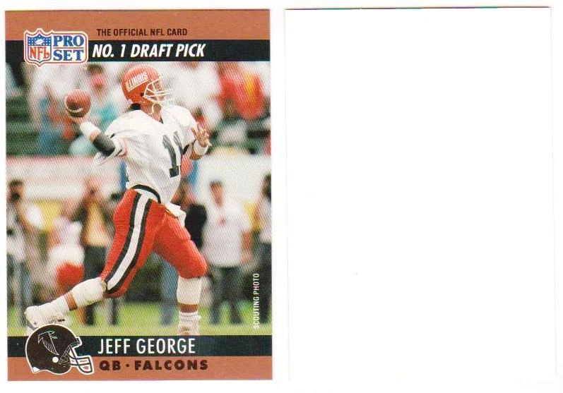 1990 Pro Set Jeff George Falcons Draft Day - BLANK BACK BRONZE BORDER - Scarce - Image 1 of 1