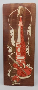 MCM Popcorn Illinois Moulding Co arte de pared de madera BOHO faro violín naranja - Imagen 1 de 18