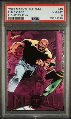 LUKE CAGE PSA 8 2022 Marvel Metal Universe Spider-Man Light FX Pink #45 22/75 - Image 1 of 2