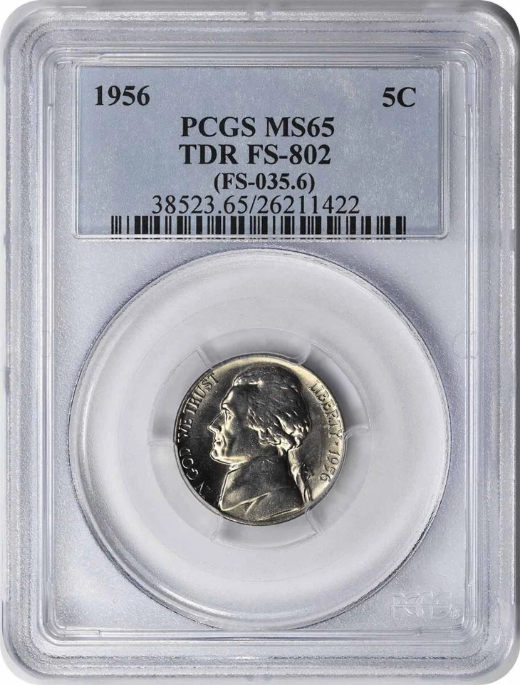 Jefferson Nickel TDR 1956 FS-802 MS65 PCGS Foto 1 de 2