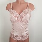 Vintage JCPenney Fantasia Pink Nylon Lace Camisole Tank Top Size 36 Union Made