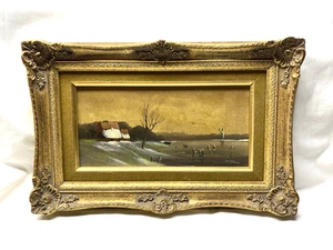 Vintage Nicely Framed Dutch Oil Painting Winter Scene Skaters on Pond (Von Knip) - Picture 1 of 8