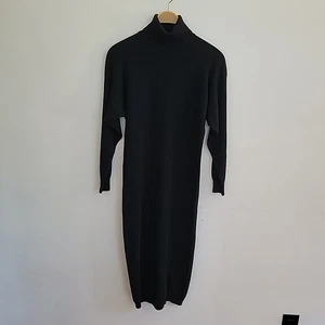 Rand Vintage 90s Cashmere Knit Turtleneck Midi Sweater Dress Large Quiet Luxury - Bild 1 von 7