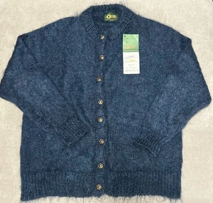 Neu mit Etikett O’Maille Galway Irland reine Wolle handgestrickt Cardigan Damengröße Large blau - Bild 1 von 10