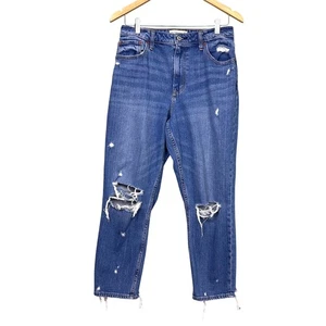 Abercrombie & Fitch The Mom High Rise Curve Love Blue Jeans Distressed Gr. 29/8 - Bild 1 von 9