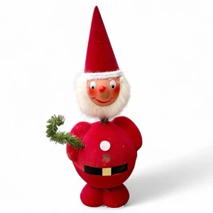 Vtg Santa Bobble Head Nodder Flocked Christmas Candy Container W Germany 13” - Foto 1 di 13
