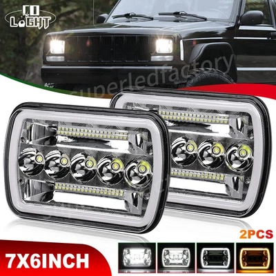 E-Geprüft 5x7" LED Scheinwerfer High Low DRL für Jeep Cherokee XJ YJ Chevy Mazda - Bild 1 von 4