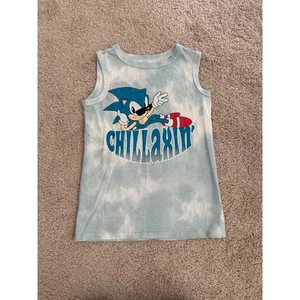 Sonic the Hedgehog blue tie dye tank top, kids size small  - Picture 1 of 5