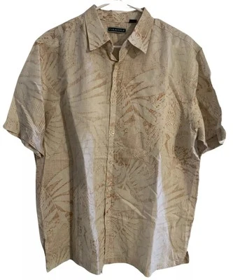 Cubavera 夏威夷 Aloha 纽扣衬衫男式大号花卉亚麻混纺全印花 — 第 1/4 张图片