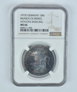 MS66 1972 F Germany 10 Marks Munich Olympics NGC Beautifully Toned *2928 - Picture 1 of 3