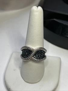 Ring 0,30 ctw blauer Samt Diamant rhodiniert 925 Gr.9 - Bild 1 von 12