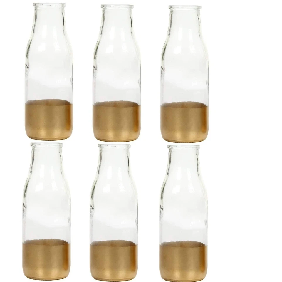 Набор Hosley из 6 шт., большая стеклянная ваза для цветов, прозрачные и золотые вазы оптом. - Изображение 1 из 3