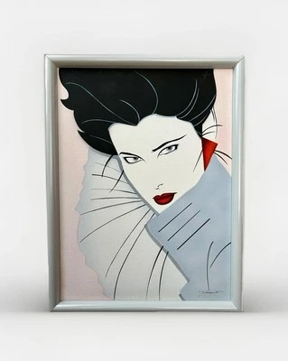 Lienzo vintage años 80 Patrick Nagel 27x13 Art Deco cepillado al aire por Jorge Arrieta Foto 1 de 4