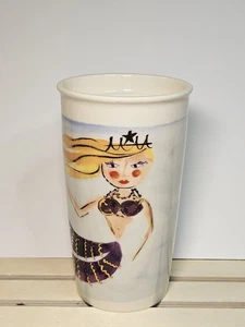 Starbucks 2015 Siren Mermaid Art Keramik Tumbler Travel Mug Gold 12 oz ohne Deckel - Bild 1 von 8