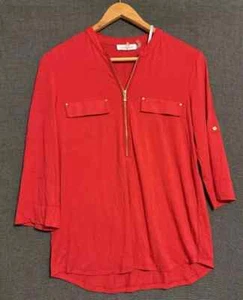 Blusa Top Camisa Mujer Calvin Klein Roja Manga Larga Talla M - Imagen 1 de 3