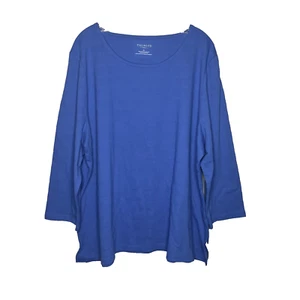Talbots Textured 3/4 Sleeve Top Women's Plus Size 3X Blue Minimalist - Picture 1 of 15