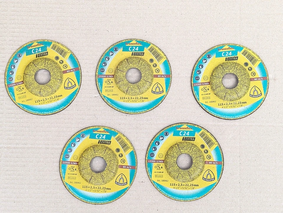 5 X KLINGSPOR 115MM X 2.5MM CRANKED STONE CUTTING DISCS NEW - Image 1 of 1