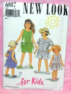 Uncut New Look Child Girls 3-8 Front Button Summer Dress or Romper Pattern 6087 - Picture 1 of 2