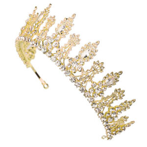  Crown Crystal Queen Rhinestone Headband Gold Headpiece Delicate
