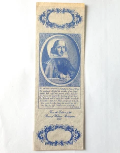 Marcador impreso de poemas de William Shakespeare de 1640 historia Taunton artesanía rural - Imagen 1 de 2