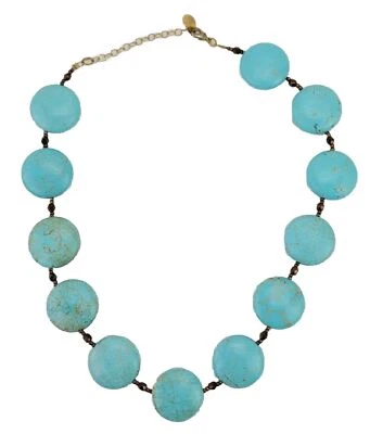 Collar Gargantilla De Colección Danny Acosta Diseño DA 9” Turquesa 12 Redondos 1” Estilo Moneda Foto 1 de 4