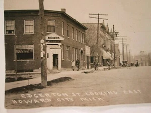 1910 RPPC Howard City Mich MI - Edgerton St. with The Colden Hotel  - Picture 1 of 5