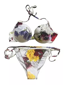 NWT 485 GBP DOLCE&GABBANA WHITE ROSE HYDRANGEA BIKINI Swimwear 2IT, UK8, S - Picture 1 of 9