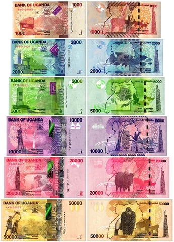 Uganda 1,000-50,000 Shillings 6 Pieces Banknote Set, 2019-2021 Cover