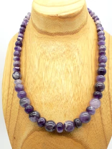 Jay King DTR Dark Purple Amethyst Bead Strand Necklace Sterling Silver - Picture 1 of 5