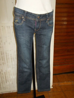 Pantalon bleu foncé PEPE JEANS 14 ANS stretch brodé slim très taille basse 19ST3 Foto 1 de 4