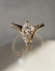 14K Gold Marquise Moissanit Verlobungsring Versprechen Ring für Frauen Geschenkideen - Bild 1 von 9