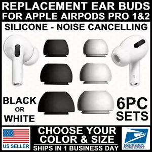 3-PAIRS Ear Bud Tip For Apple AirPod Pro 1&2 Replacement Silicone Rubber X/S/M/L - Picture 1 of 29