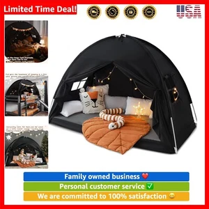 Cama tamaño doble toldo cama tiendas tienda de campaña de ensueño en cama privacidad espacio apagón dormir... - Imagen 1 de 9