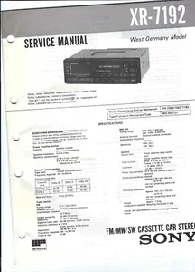 Manual de servicio original Sony para CAR XR-7192 - Imagen 1 de 1