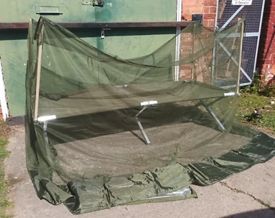 British Military 4 Post Army Cot Mounted Mosquito Net Tent Camp Bed Insect Mesh - Image 1 of 4
