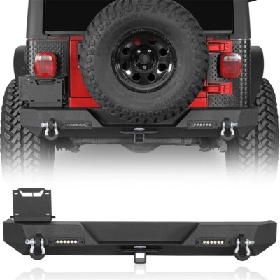 Steel Rear Bumper w/ LED Light & Hitch Receiver for 87-06 Jeep Wrangler TJ YJ Foto 1 de 4