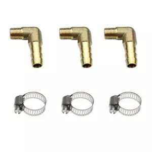 Brass Hose Barbed Elbow Fitting 3/8" Barb x 1/2" NPT Male 90 Degree 3 Sets - Picture 1 of 1