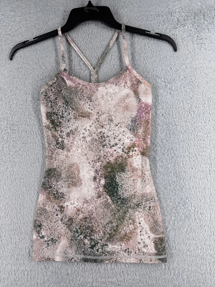 Camisa Lululemon Mujer 2 Rosa Power Y Tank Luon Sugar Crush Multi Yoga Gimnasio W1J64S Foto 1 de 4
