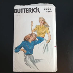 Butterick 3337 Misses' Blouses Long Short Sleeves Size 10 Bust 38 VTG OS UC - Picture 1 of 6