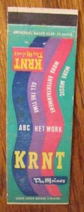 MEDIA RADIO STATION MATCHBOOK COVER: KRNT (DES MOINES, IOWA) -K14 - Picture 1 of 1