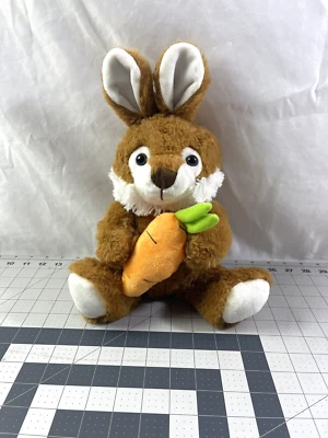 Easter Bunny Plush Rabbit with Carrot Brown Stuffed Animal Soft Toy 12" 2018 - Image 1 of 4